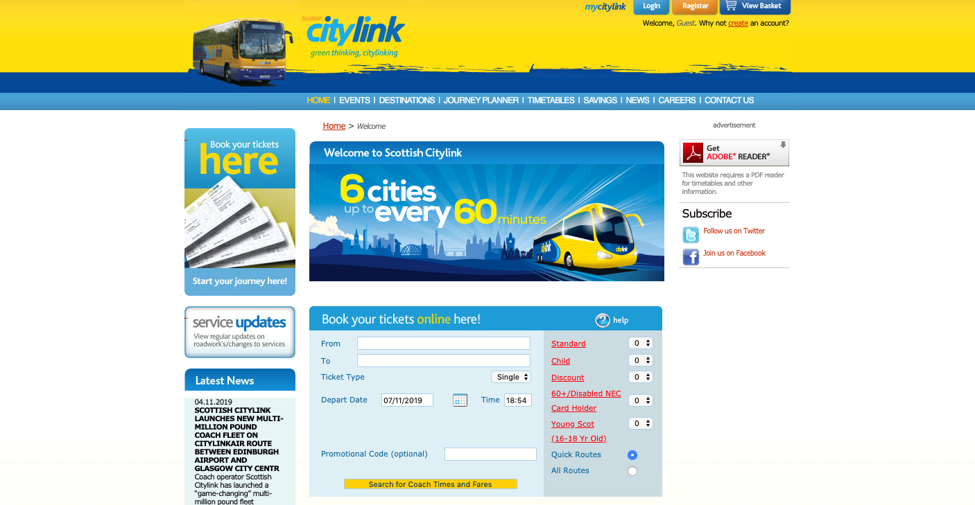 A Booking Form for a Bus Service
